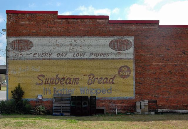 ochlocknee ga georges iga sunbeam bread mural photograph copyright brian brown vanishing south georgia usa 2010