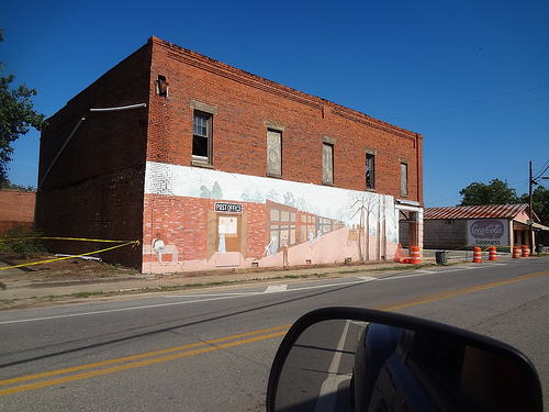 View of Side Wall and Mural Before Demolition of Clements Drugstore in Pineview GA Wilcox County Photo Courtesy of Betty Thomas for Vanishing South Georgia USA 2013