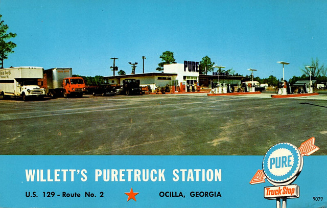 Old Ocilla Truck Stop Irwin County GA Willett's Pure Truck Station Photo Postcard Collection of Brian Brown Vanishing South Georgia USA 2014