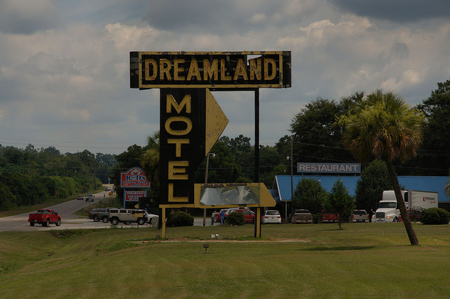 Sylvania GA Screven County Dreamland Motel Large Sign Photograph Copyright Brian Brown Vanishing South Georgia USA 2014