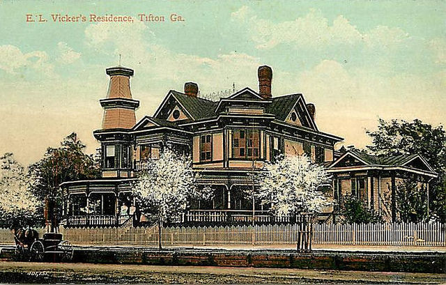 TIfton GA Antique Postcard E L Vickers House Collection of Brian Brown Vanishing South Georgia USA 2014