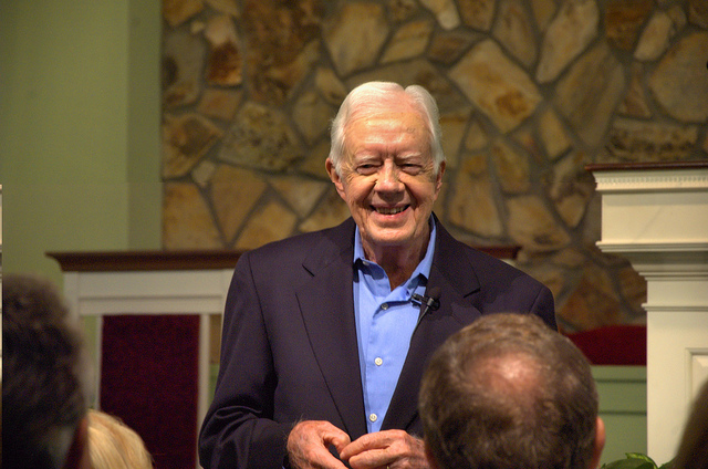 President Jimmy Carter 90th Birthday Teaching Sunday School Plains Georgia Maranatha Baptist Church in 2012 Copyright Brian Brown Vanishing South Georgia USA 2014