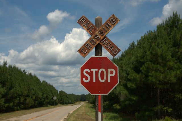 LaCrosse GA Schley County Highway 271 Vintage Railroad Crossing Sign Photograph Copyright Brian Brown Vanishing South Georgia USA 2015