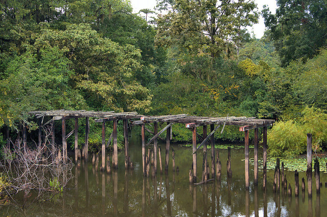 Old Ogeechee Road Screven County GA Abandoned Wooden Bridge Photograph Copyright Brian Brown Vanishing South Georgia USA 2015