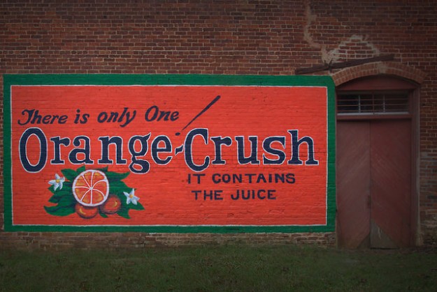 Historic Metcalfe GA Restored Orange Crush Sign Mural Old Cotton Warehouse Photograph Copyright Brian Brown Vanishing South Georgia USA 2015
