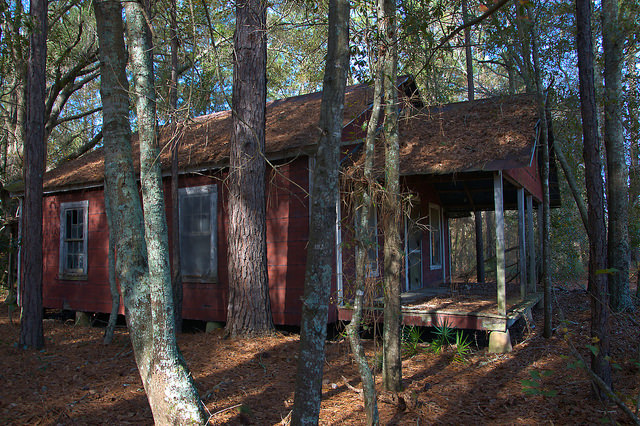Bacon County GA Red House In the Woods Photograph Copyright Brian Brown Vanishing South Georgia USA 2015
