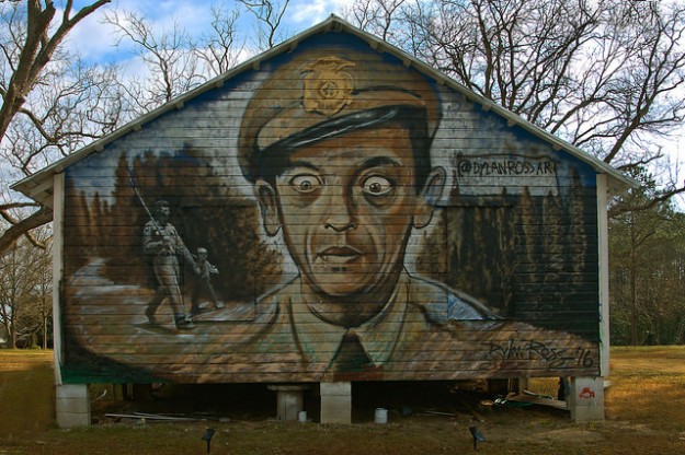 Barney Fife Andy Griffith Show Mural on Farmhouse Broxton GA by Dylan Ross Art Photograph Copyright Brian Brown Vanishing South Georgia USA 2016