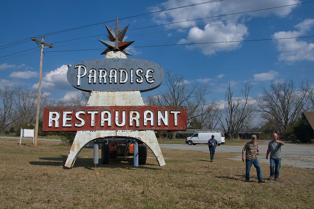 Paradise Restaurant Sign Cooperville GA Across the Highway Photograph Copyright Brian Brown Vanishing South Georgia USA 2016